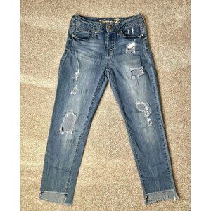 Seven7 Womens Size 10 Jeans Cropped Distressed Raw Hem Medium Wash